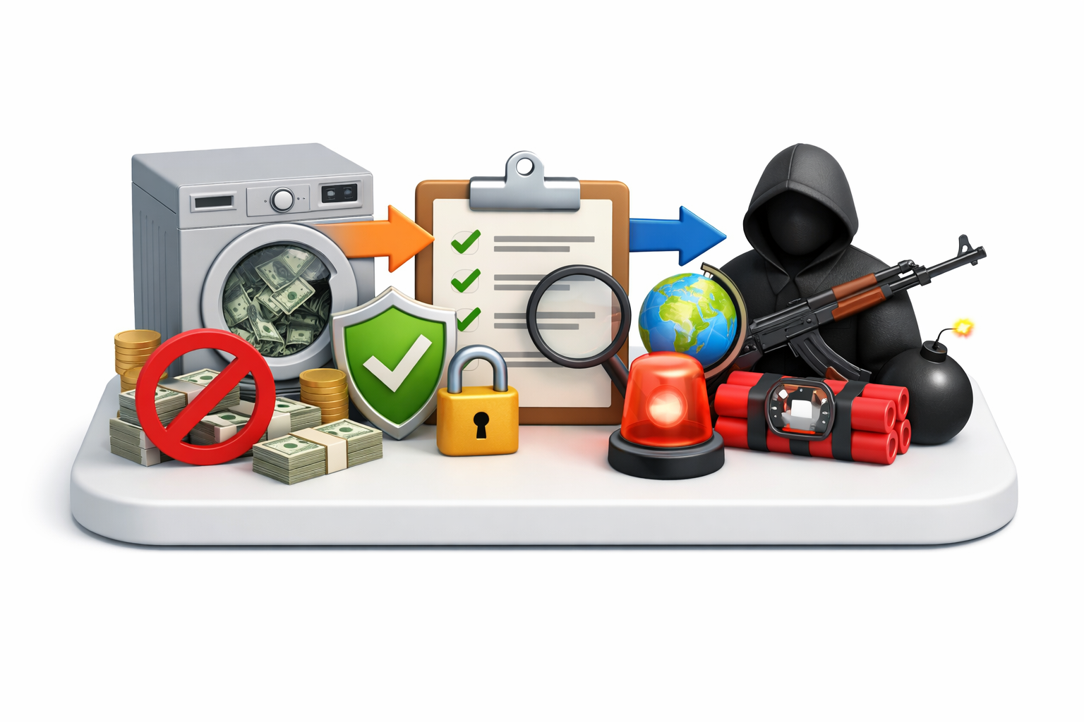 3dmodel Prevencin de lavado de dinero y financiamiento al terrorismo PLDFT sin texto con esquinas redondeadas fondo blanco